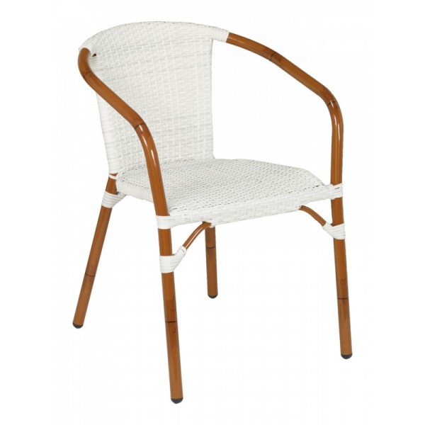 Outdoor Woven Stackable Rattan Restaurant Bamboo Global Arm Chair